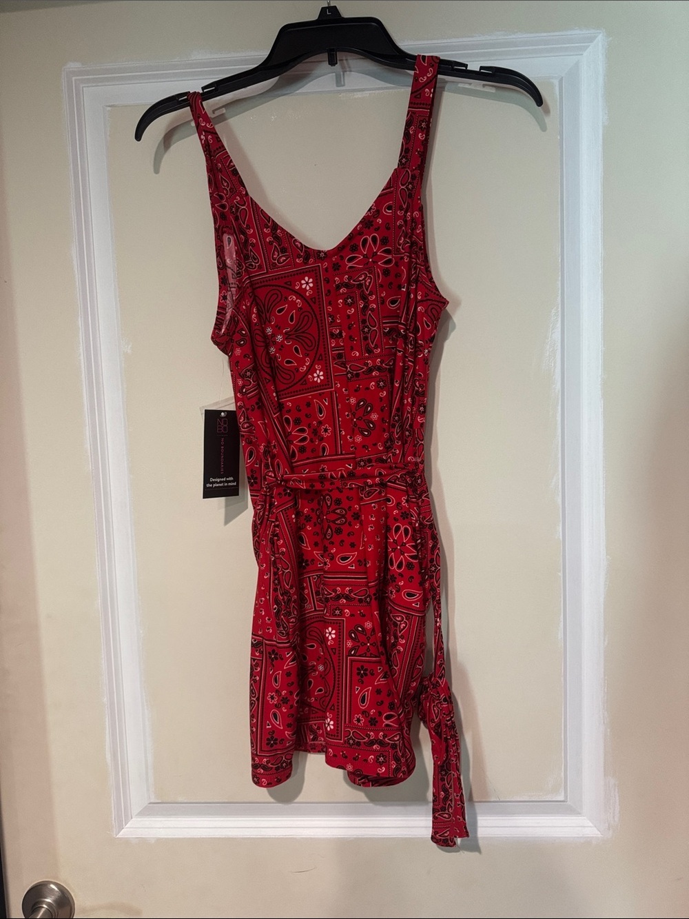 No Boundaries Red Bandana-Print Mini Dress - Picture 3 of 4
